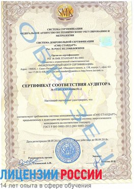 Образец сертификата соответствия аудитора №ST.RU.EXP.00006191-2 Горнозаводск Сертификат ISO 50001